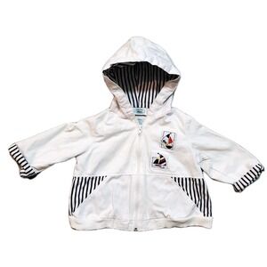 Chemise Lacoste Vintage Baby Toddler Coat 24 Months Sail Boat Zipper Hood Cotton